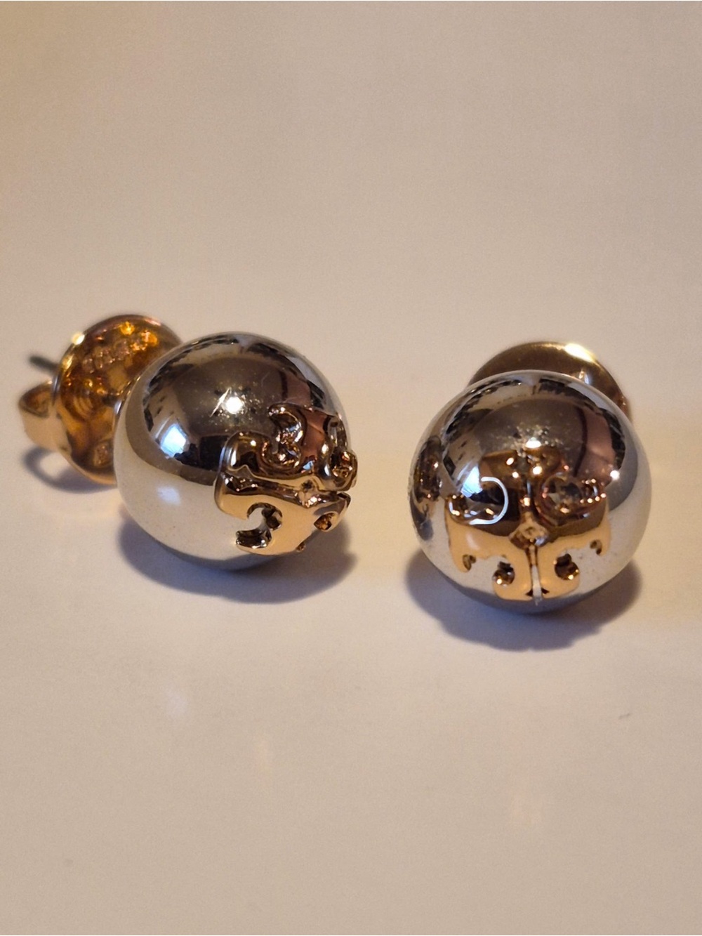 Tory Burch Silver and Gold tone Stud Earrings